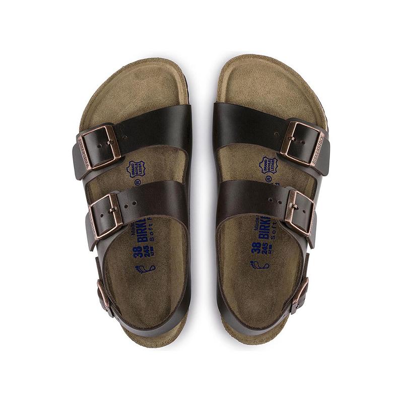 Birkenstock Milano Soft Footbed Amalfi Læder Sandaler Dame Kaffe | DK 351MQZ